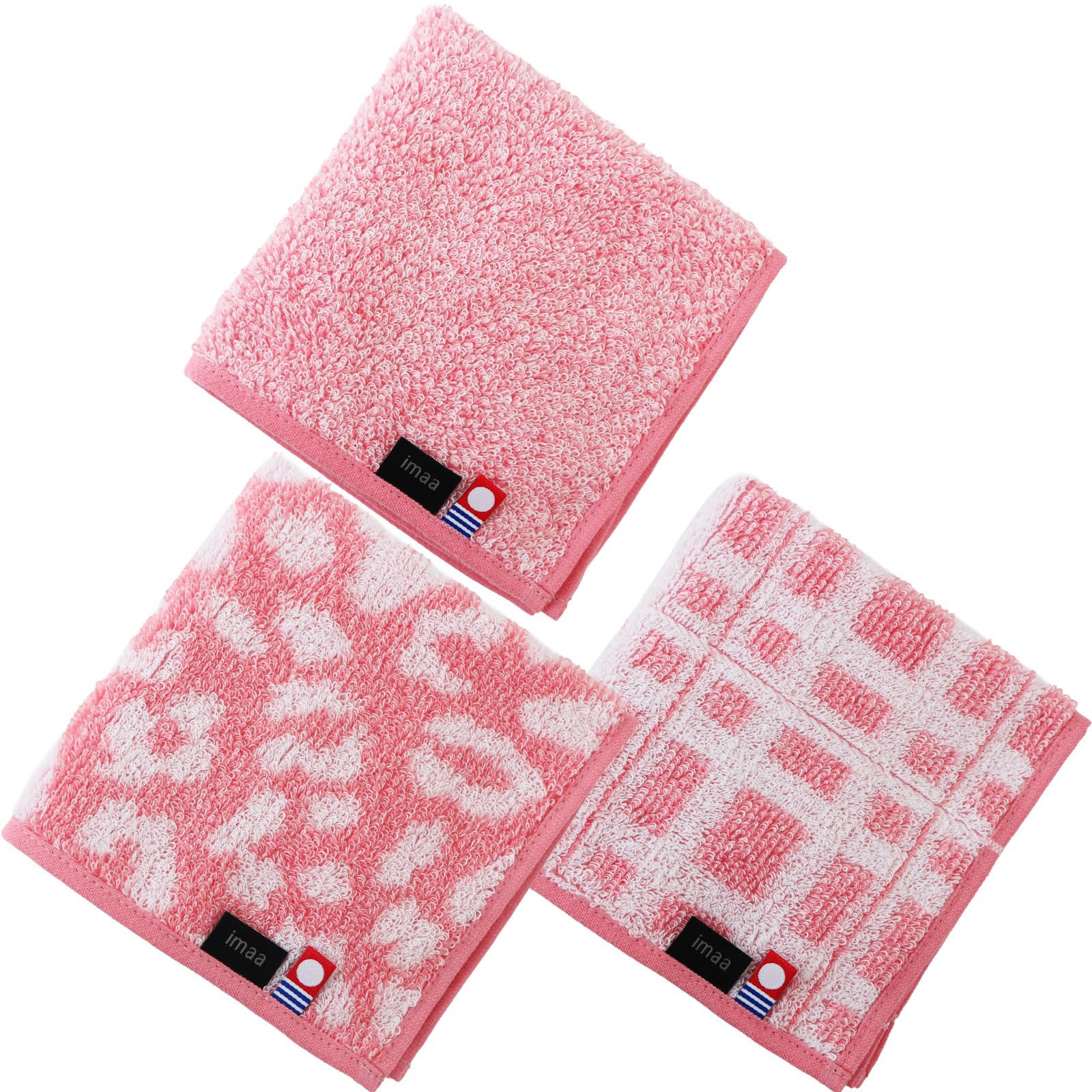 Imaa Certified Imabari Towels, Hand Towels, Handkerchief, Women's, Made in Japan, 100% Cotton, Vacuum Compression Pack, 3 Pcs A Assorted : Clothing, Shoes & Jewelry