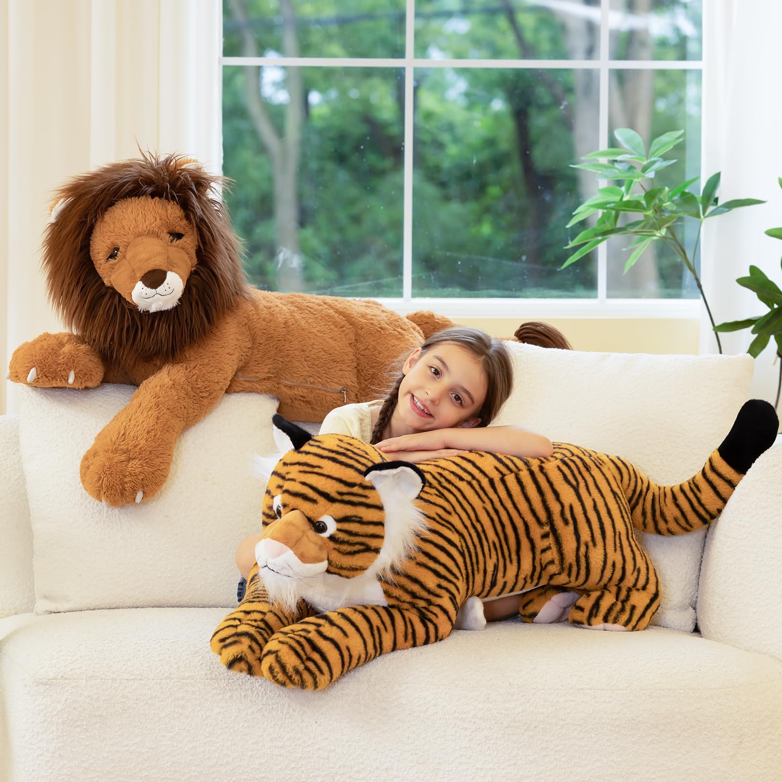 KERTA 43.3inch Giant Tiger Stuffed Animal, Hugging Soft Tiger Plush Body Pillow for Boys Girls, Realistic Large Stuffed Tiger Plush Toy Gift for Christmas Birthday Decor 8