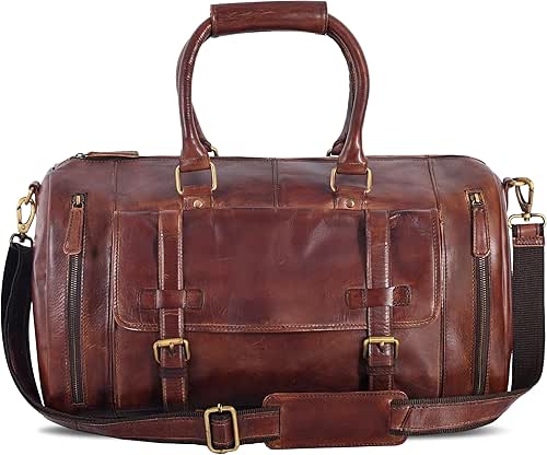 Genuine Leather Duffle Bag for Men | Vintage Weekender Travel