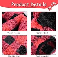 Vista 2 de Suéter a cuadros para perros pequeños, hembras y niños, sudadera de invierno con capucha, ropa cálida y esponjosa para clima frío, vacaciones, Rojo