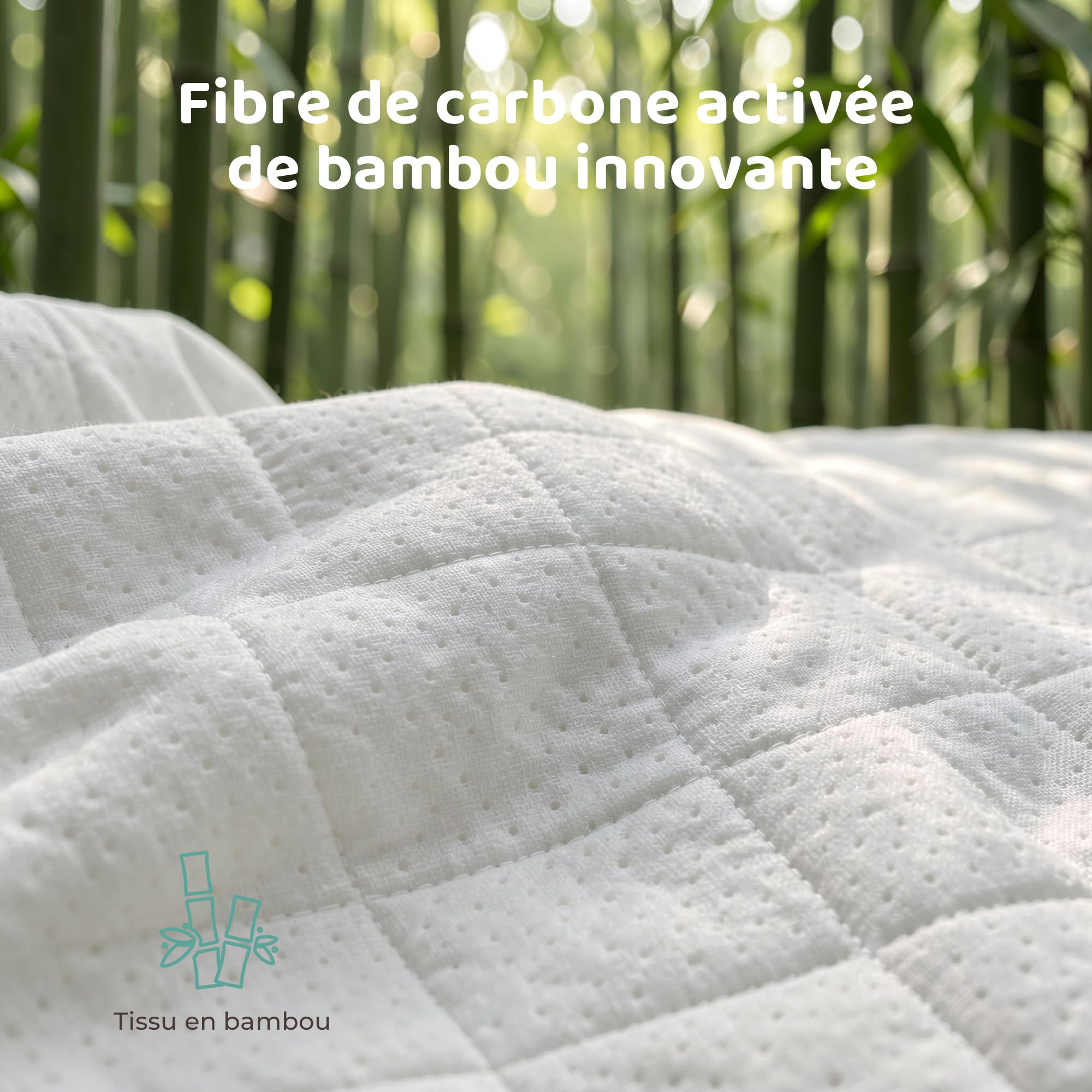 RECCI Protège Matelas 160 x 200 cm - 100% Fibre de Bambou, Ultra Doux, Hautement Respirant, Hypoallergénique, Silencieux, Drap Housse, Protège Matelas Imperméable, Couvre Matelas 160 x 200