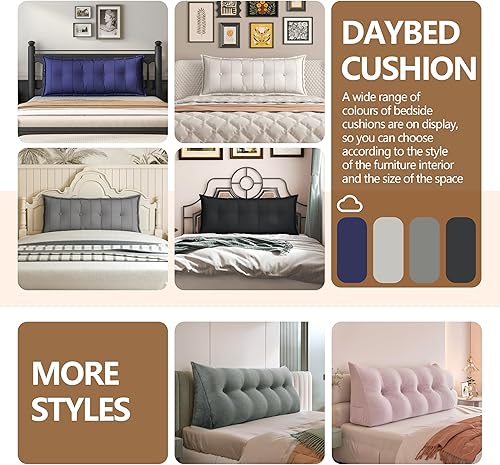 Miniatura 5 de Johnear Almohada para cabecero, almohadas de lectura grandes para sentarse en la cama para adultos, cojín para respaldo, almohada de apoyo para