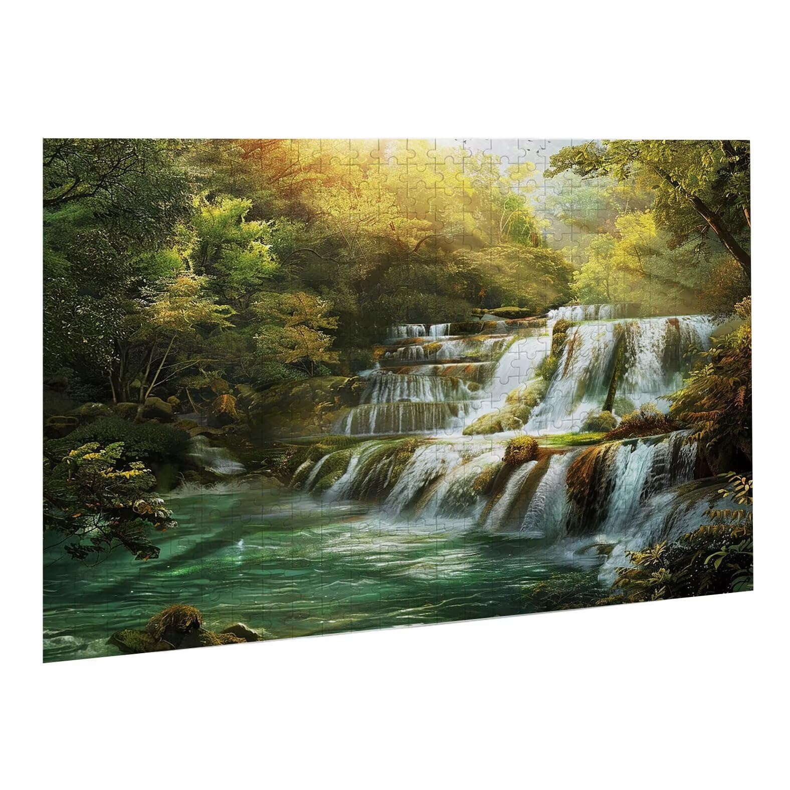 Puzzle dla dorosłych, 2000 sztuk, trudne drewniane puzzle, gra, gra logiczna, gra ręczna, dekoracja rodzinna, kreatywna rozrywka, prezent 70 x 99 cm las wodospad 1 K0F-891