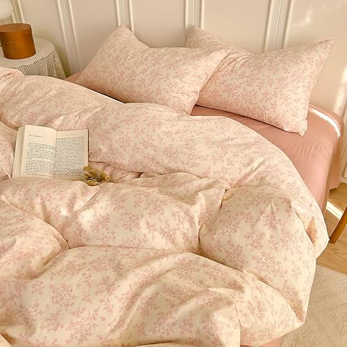 Miniatura 168 de 3 piezas de juego de funda de edredón tamaño individual XL, funda de edredón blanca con estampado floral azul, ropa de cama coquette de algodón