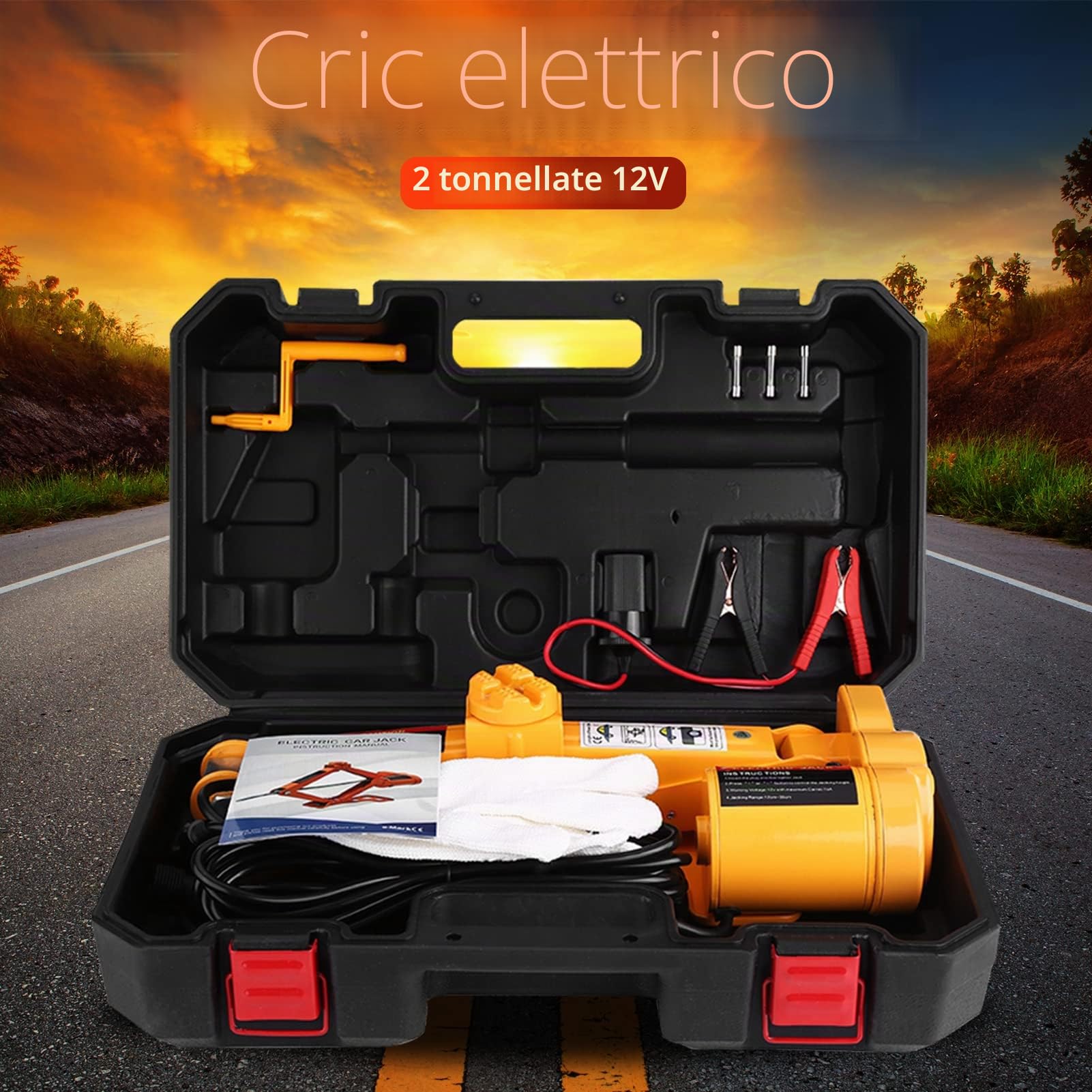 Cric Elettrico per Auto, 2T, Scherenwagenheber 12V con Telecomando, Cric Portatile per Berlina, SUV, Camion per Cambio Rapido degli Pneumatici, Intervallo di Sollevamento 12-35cm