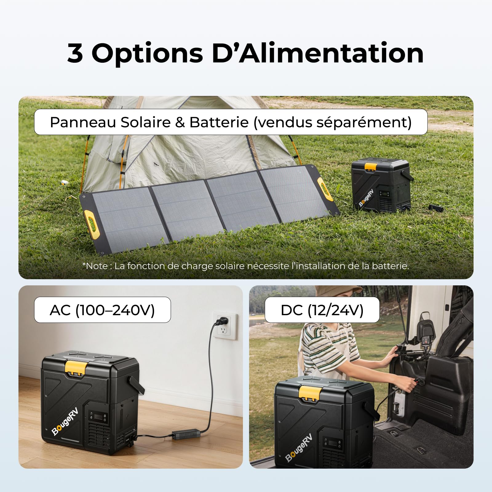 BougeRV CRH20 20L Glacière à Batterie 240Wh 12V 230V Compresseur Portable IPX4 -20°C~20°C