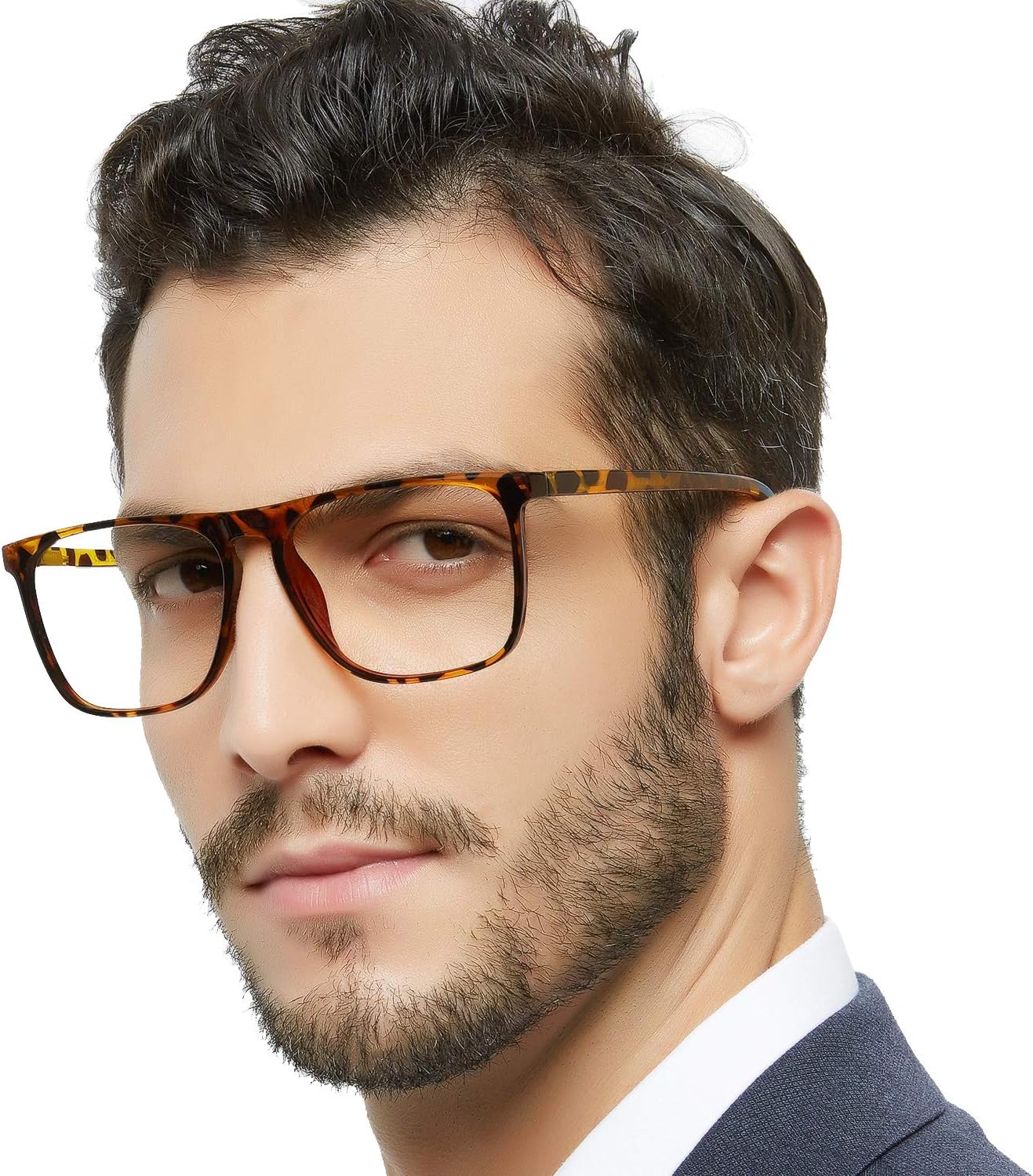 Reading Glasses Men Square Reader 0 1.0 1.25 1.5 1.75 2.0 2.25 2.5 2.75 3.0 3.5 4.0 5.0 6.0 (Brown 150)