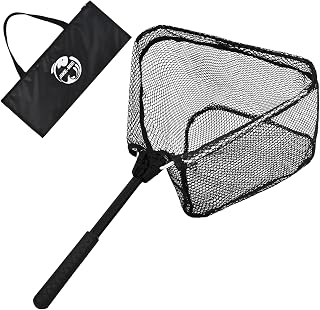 Fishing Net with Handle, Rubber Coated Landing Net with Foldable Aluminum Frame, Minnow Net, Small Fishing Net, Easy Transportation Storage for Kayak, Fly, Catfish, Bass, Trout Fishing