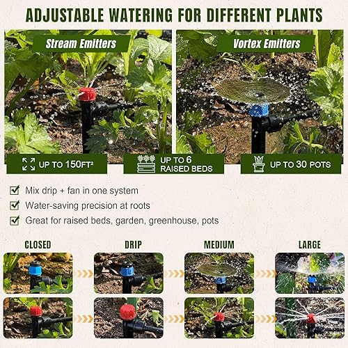 Miniatura 5 de Sistema de riego por goteo de empuje para conectar, sistema de riego ajustable para cama elevada de jardín, sistema automático de riego de plantas,
