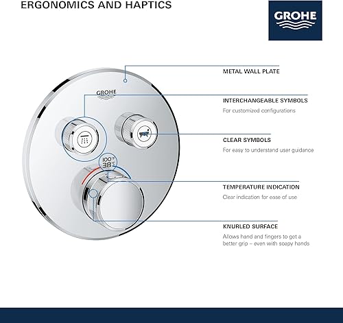 Miniatura 4 de Grohe - Grohtherm SmartControl 29137GN0 kit de moldura de válvula termostática para ducha de doble función, color amanecer fresco cepillado