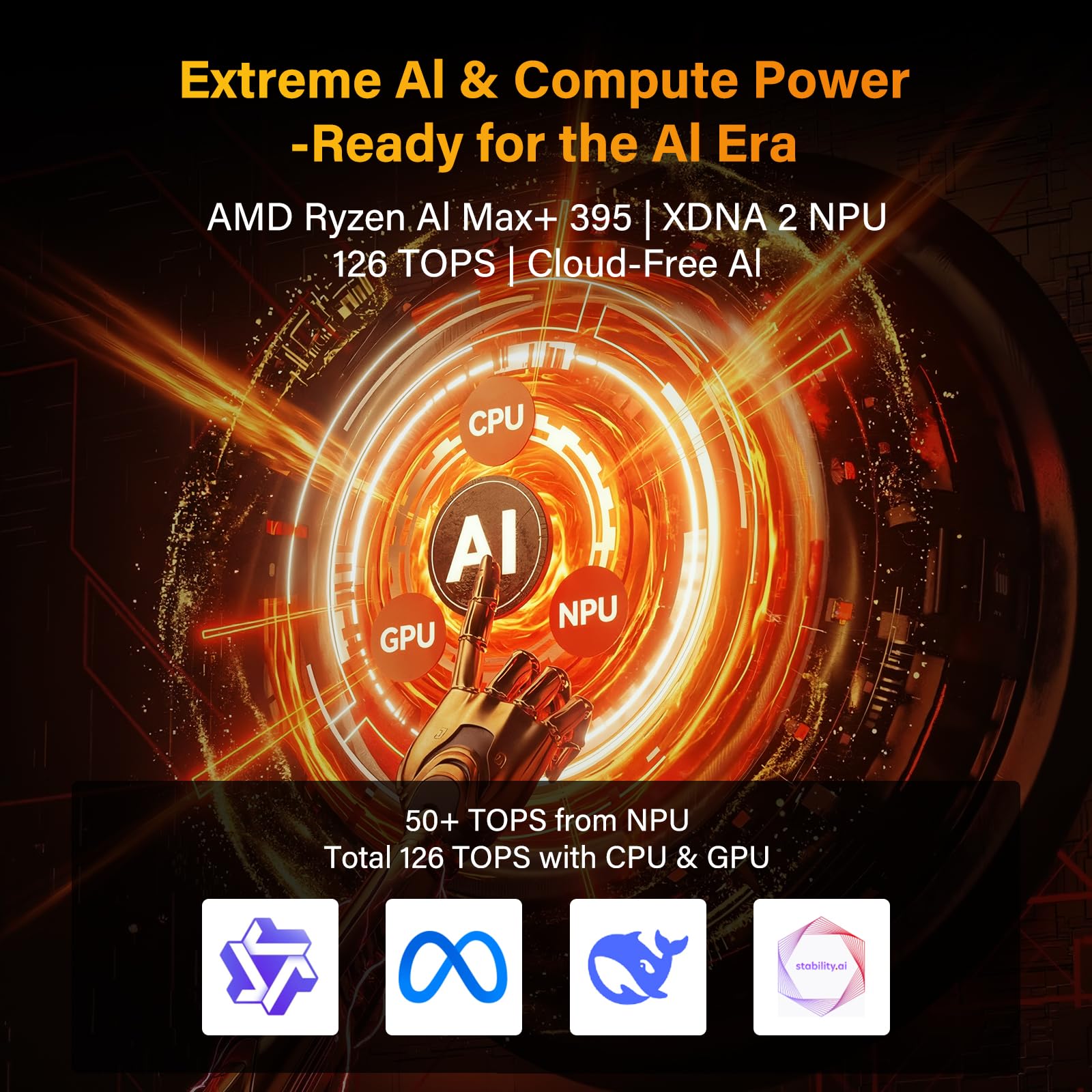 GEEKOM Mini PC A9 Mega AI, con AMD Ryzen AI 9 HX 395, Copilot+ PC, Radeon 890M, 128GB DDR5 (no LPDDR), 2TB SSD, Win 11 Pro, WiFi 7, BT 5.4, USB4, HDMI 2.1, Dual 2.5GbE, 8K, 3 años de garantía