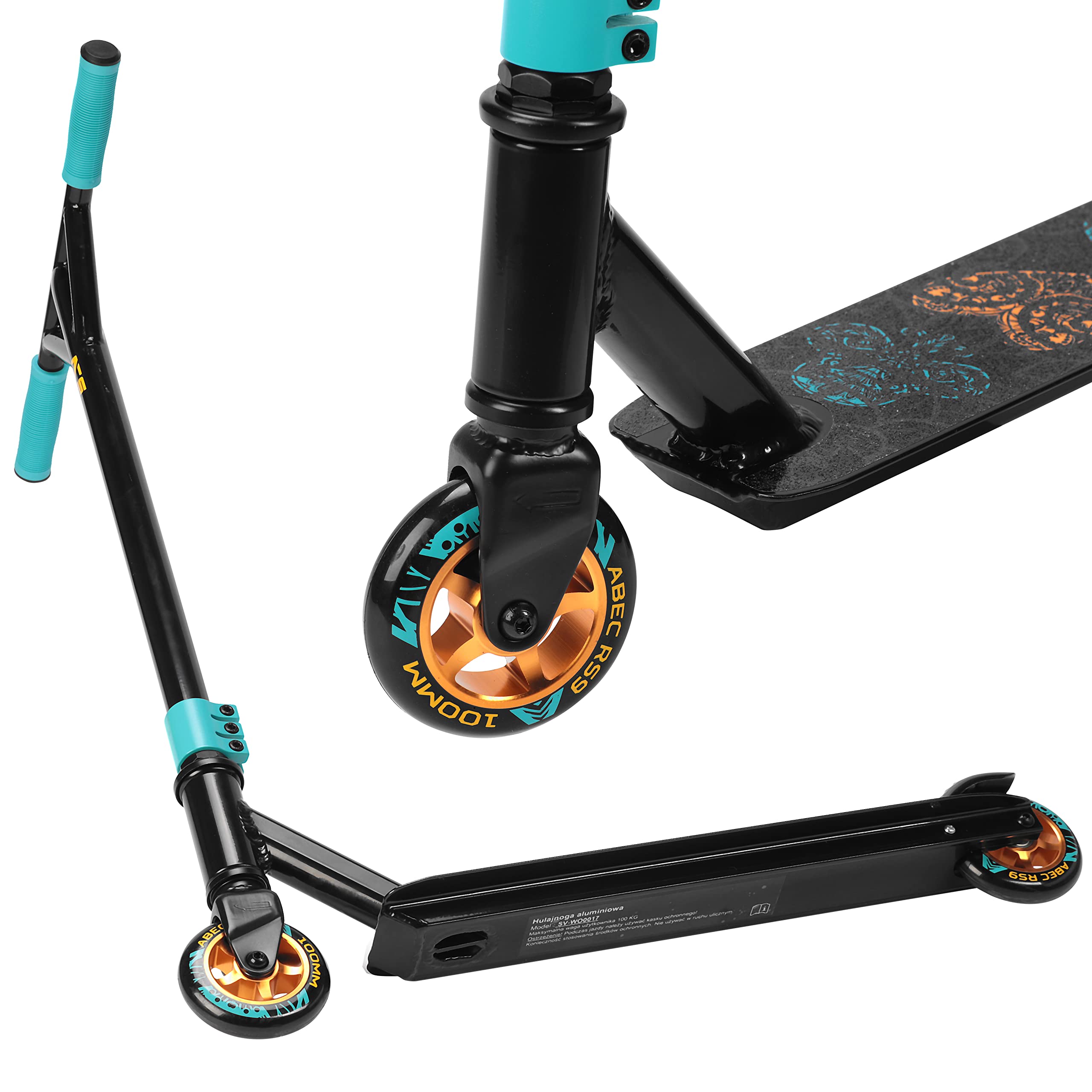 SportVida Monopattino Stunt, monopattino a pedale, con rotazione a 360°, per bambini, adulti, ruote in poliuretano