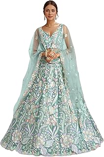 Zeel Clothing Women's Sequins Embroidered Work Soft Net Lehenga Choli With Dupatta (6020-Women-Lehenga-Choli-Latest; Free Price In India