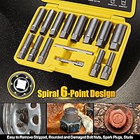 Vista 4 de Topec Kit de extractor de pernos profundos de 15 piezas, juego de enchufes extractores de tuercas de 0.236 a 0.794 pulgadas, removedor de pernos