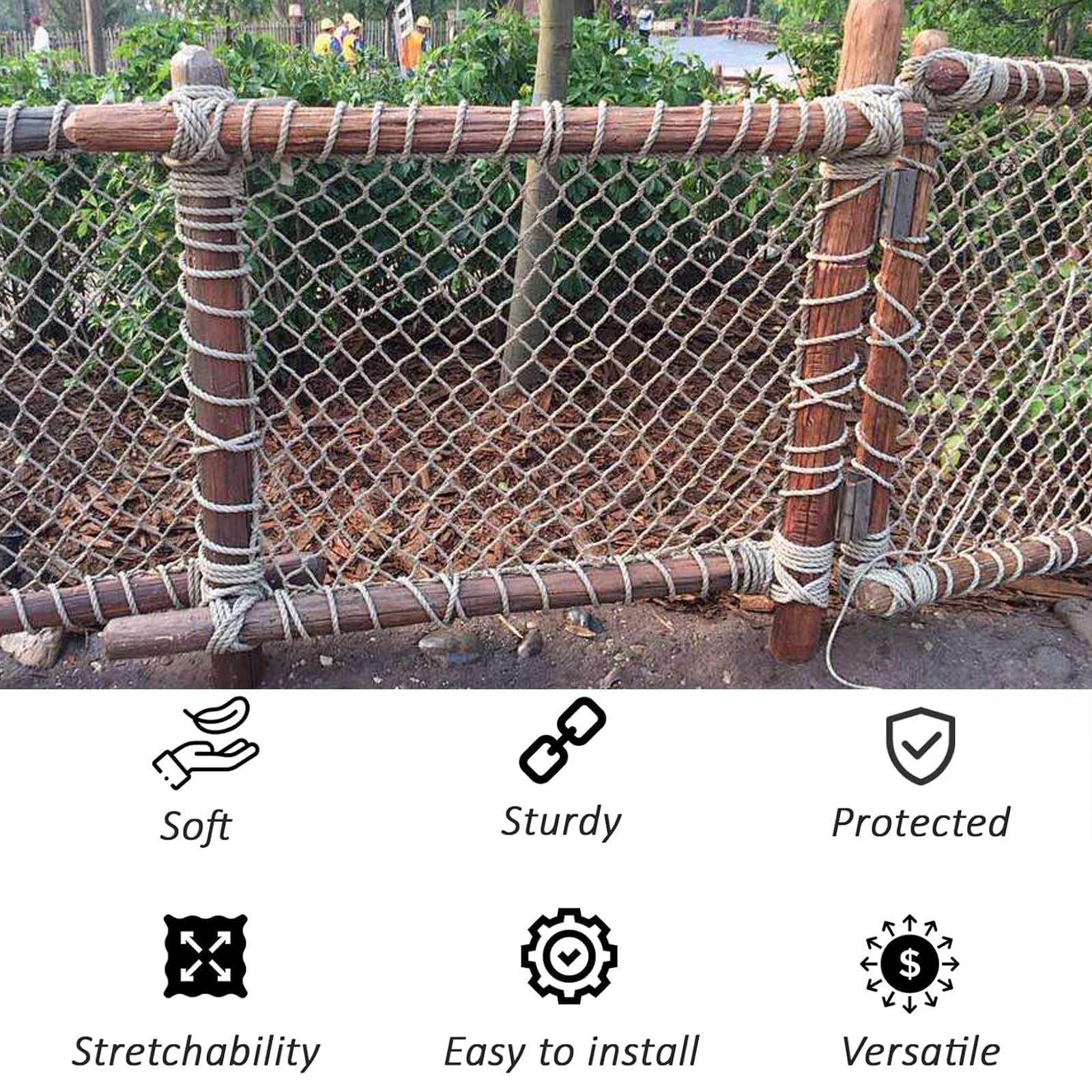Sicherheitsnetz für Balkon und Treppen, Katzennetz, Rausfallschutz, Knotenlos, Universal, Braun (1x3M)