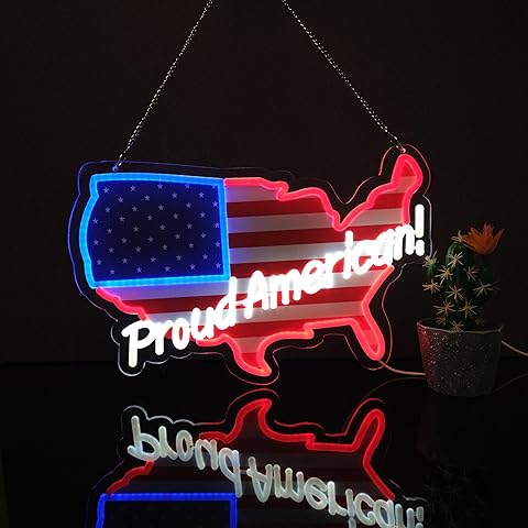 American Proud Neon Sign,Innovative Integral Forming Process,With Dimmable Switch F...