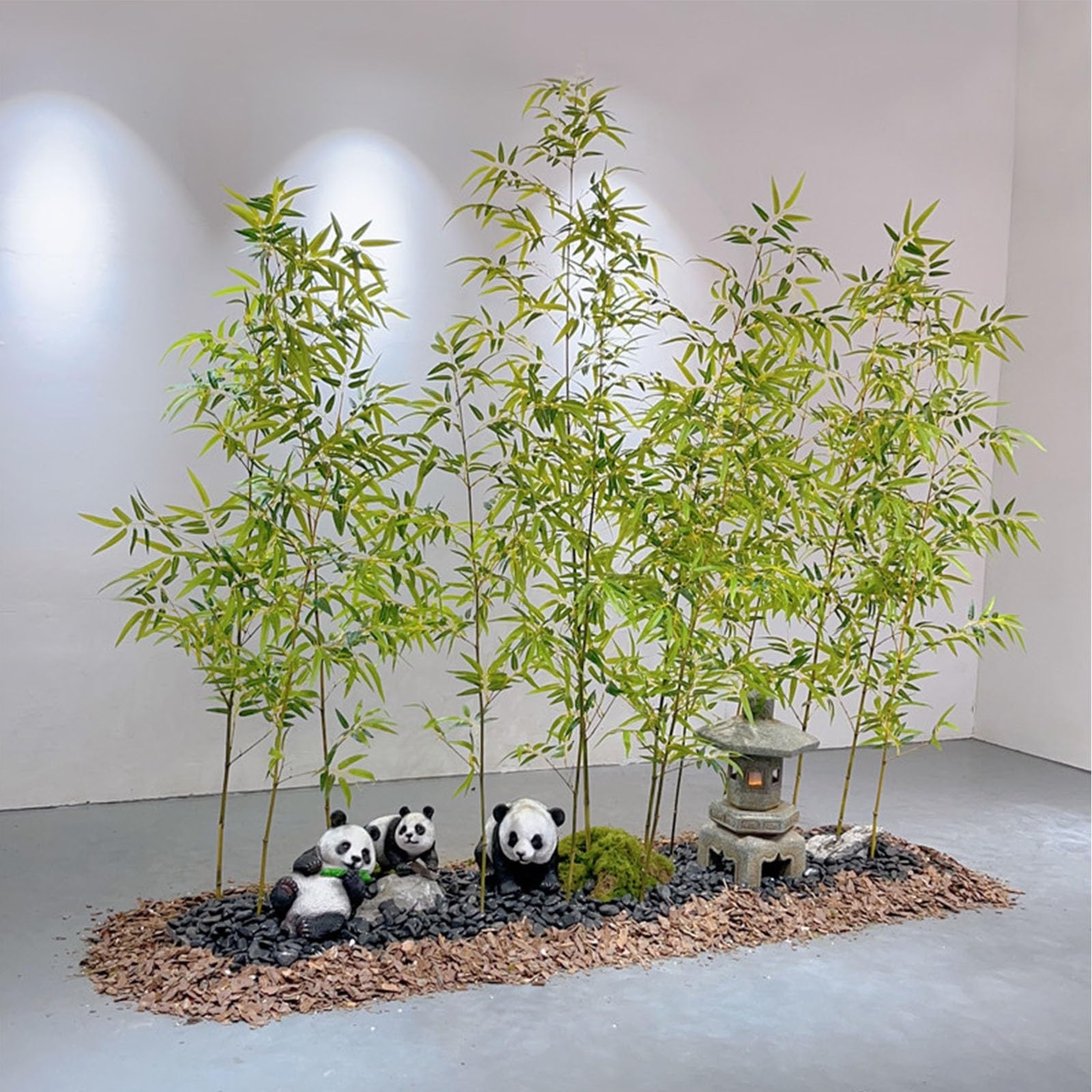 Künstliche Bambusseide Kunstbaum Große Künstliche Bambuspflanzen DIY-Dekor Mit Blättern Innen Außen Raumteiler Künstliche Bambuswand Für Aquarium Restaurant Zuhause Büro(20 Bamboo,1m/3.3ft tall)