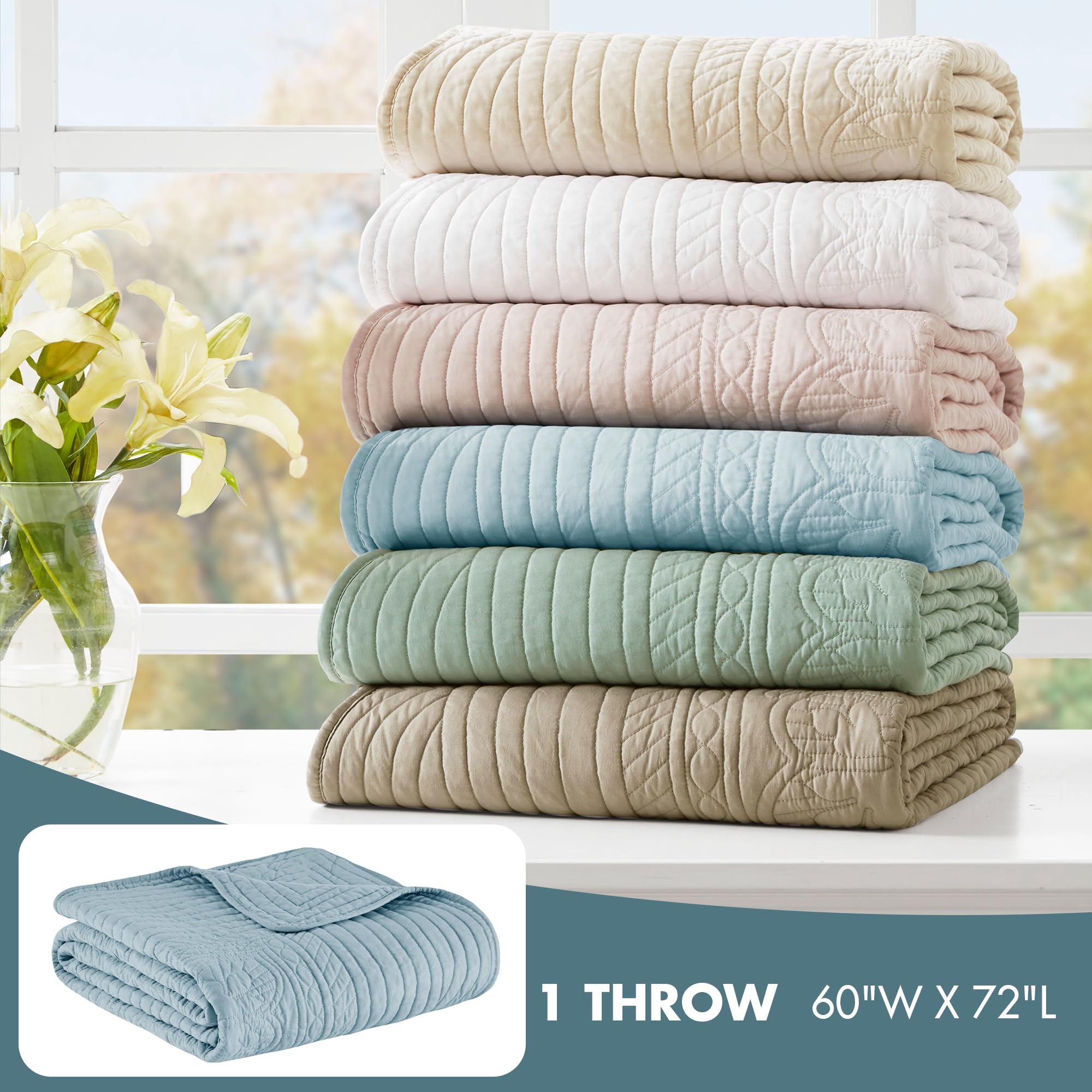 Amazon.com: Madison Park Luxe Quilted Throw Blanket - Damask