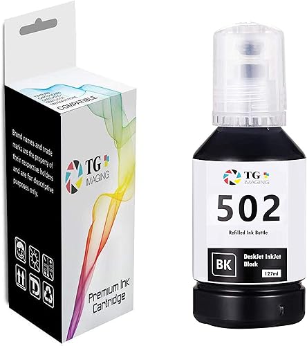 TG Imaging Botella de tinta compatible T502 502 rellenada para impresora Epson ET-2700 ET-2750 ET-4750 ET-3700 (paquete de 1 negro)