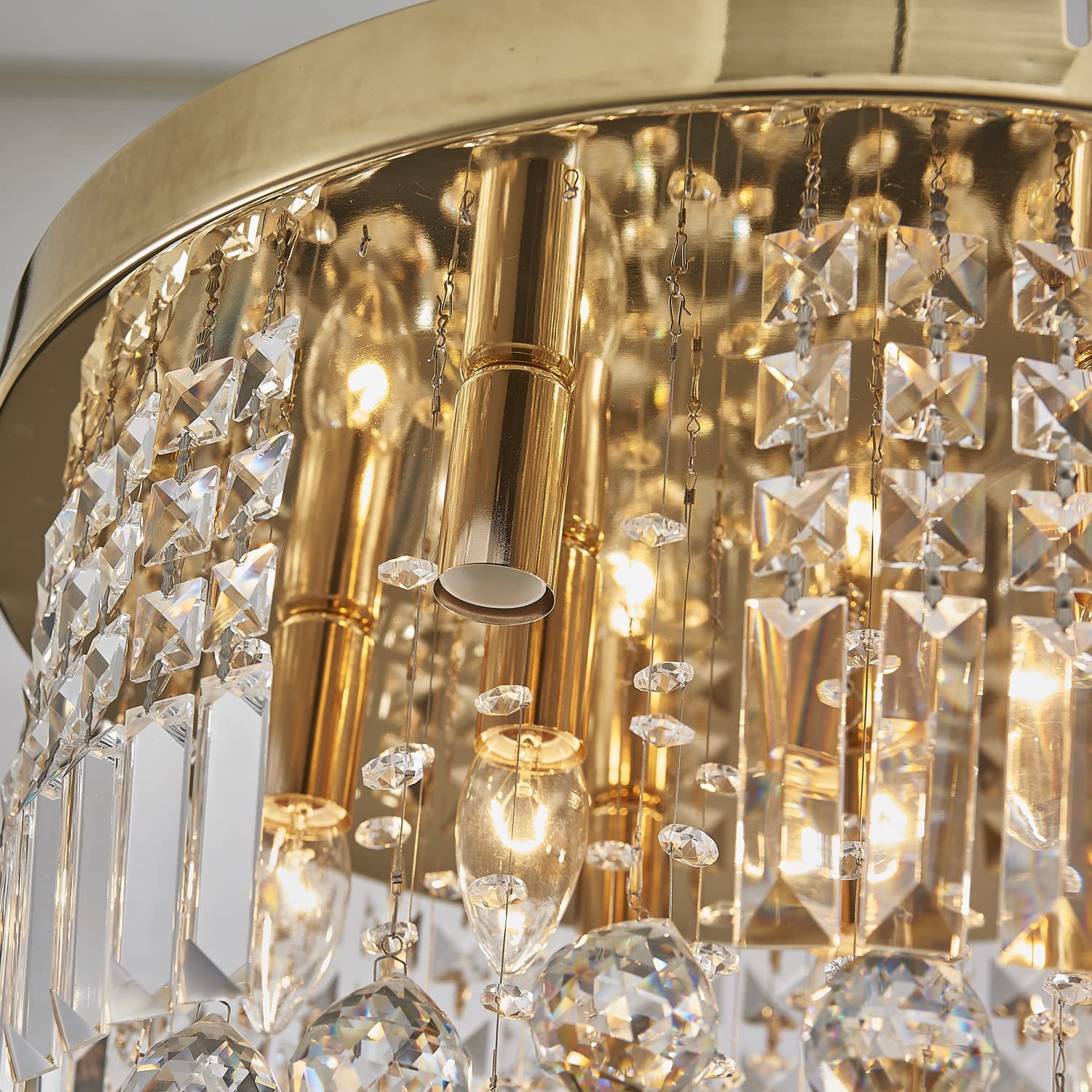 Saint Mossi Modern Kristal Gold Kronleuchter Modern Deckenleuchte Befestigung Anhänger Deckenlampe für Esszimmer Badezimmer Schlafzimmer Livingroom 9 E14 Erforderliche Höhe 28cm x Breite 50cm