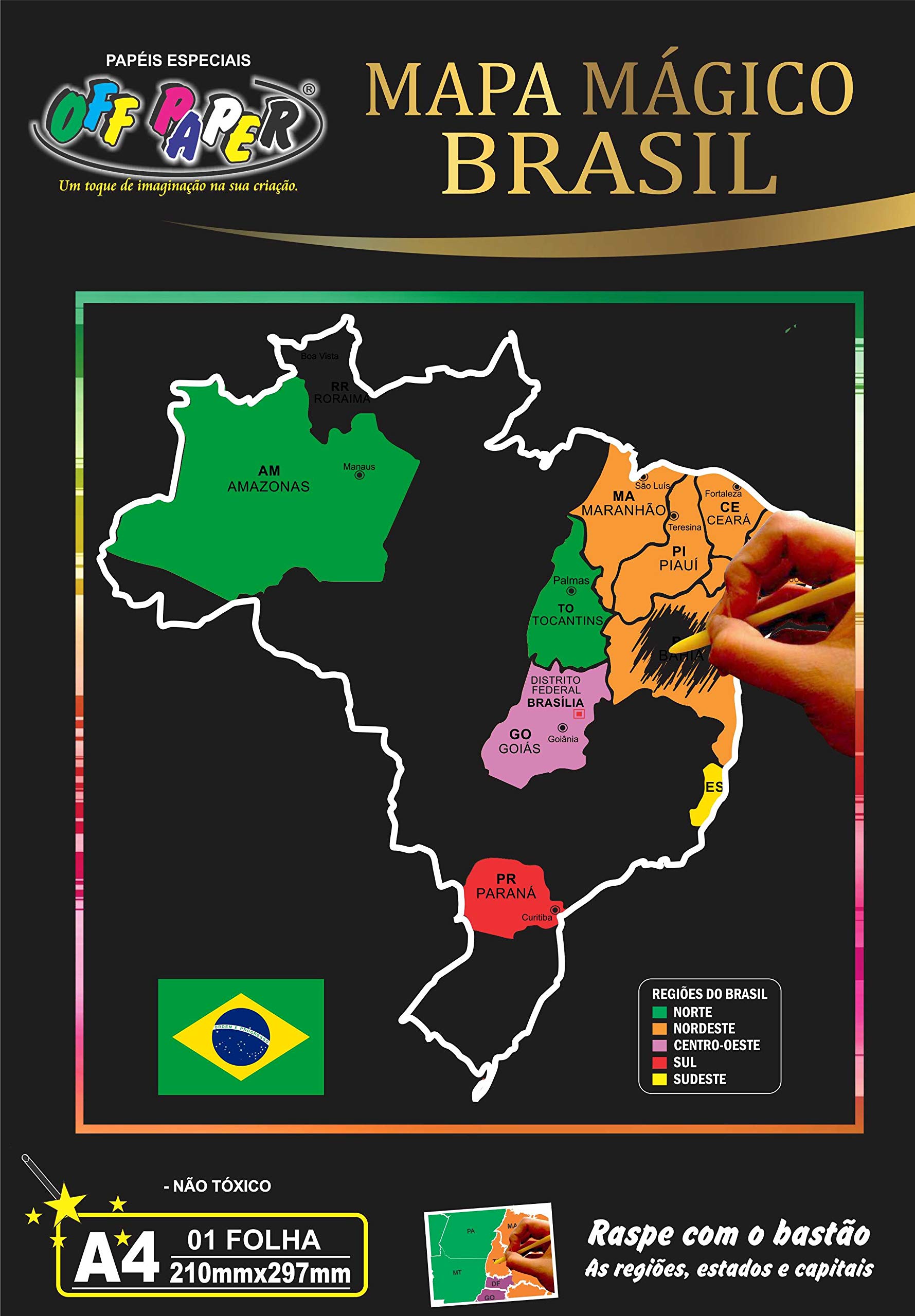 Mapa do Brasil, Off Paper, 10502, Preto
