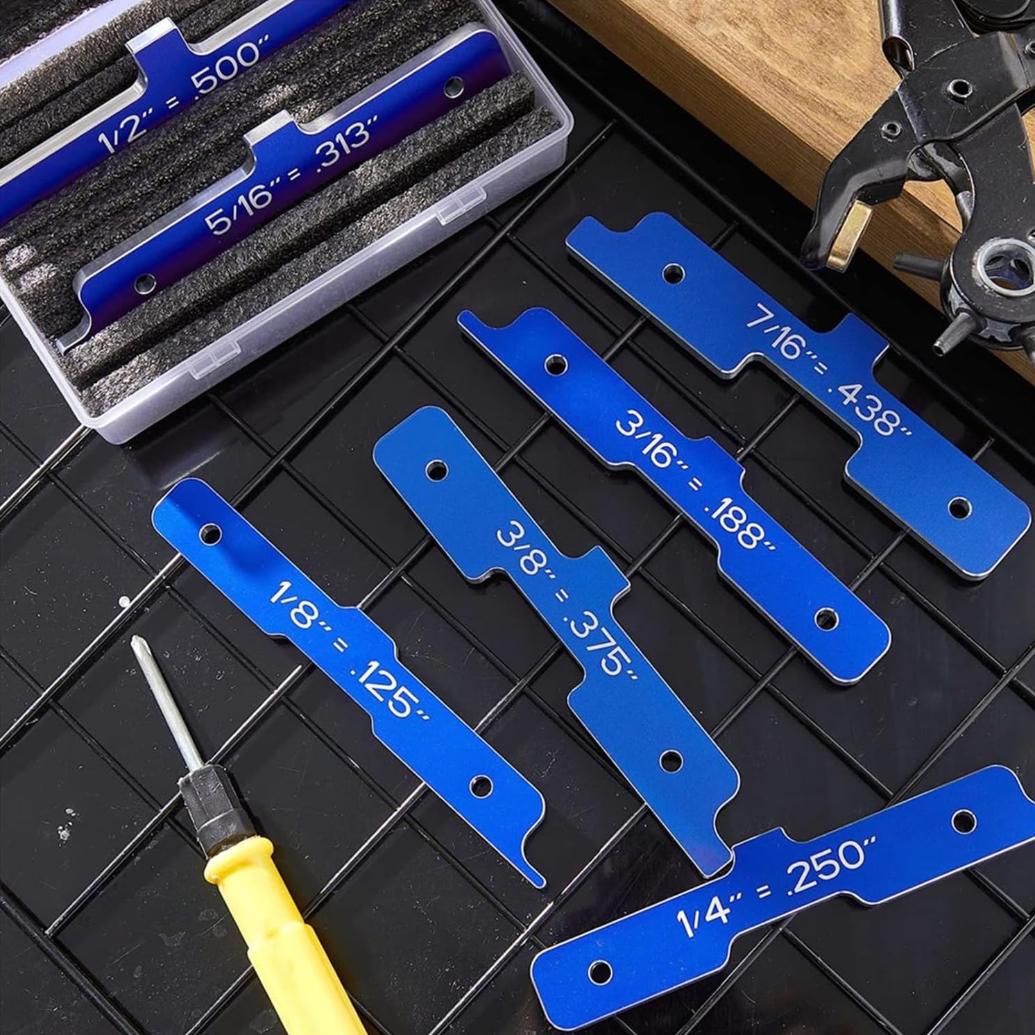 Set di 7 calibri, set di precisione, set di alluminio per lavorazione del legno, strumento di misurazione dell'altezza con custodia, per accessori per fresatrici e seghe da tavolo, set di lavorazion
