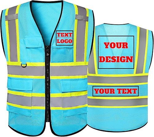 Chaleco de seguridad reflectante de malla con logotipo personalizado Clase 2 con 5 bolsillos y cremallera Chaleco de seguridad reflectante de malla con logotipo personalizado Clase 2 con 5 bolsillos y cremallera