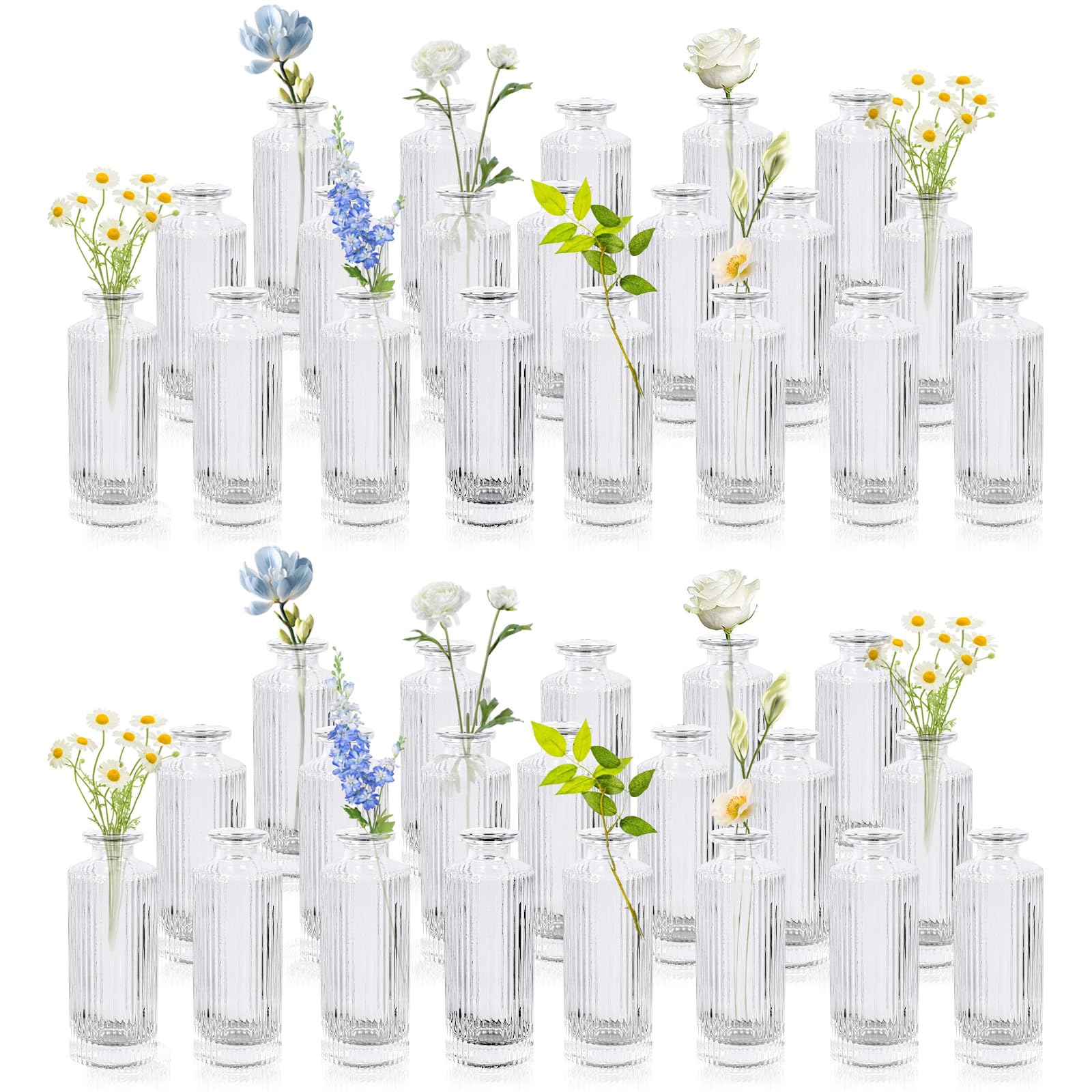 Juego de 40 jarrones de cristal, pequeños jarrones a granel, jarrón de flores para decoración de mesa de centro de mesa de boda, regalo de inauguración de la casa, Navidad, decoración del hogar