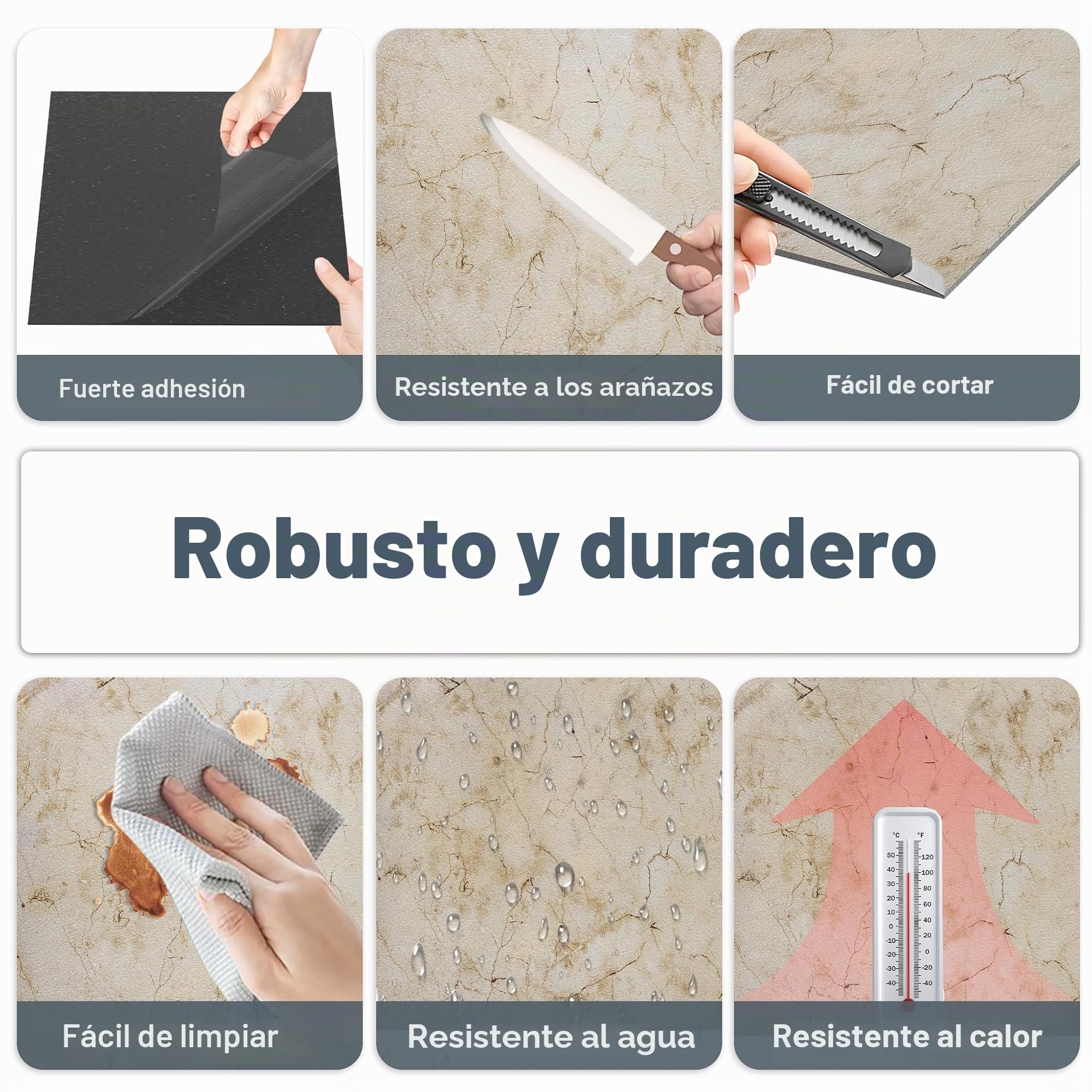 UISEBRT - Baldosas autoadhesivas 27 unidades 2,51m², revestimiento de suelo de PVC con aspecto de hormigón, vinilo adhesivo, para cocina, baño, pasillo, área de estar, 30×30cm 【Modelo E】