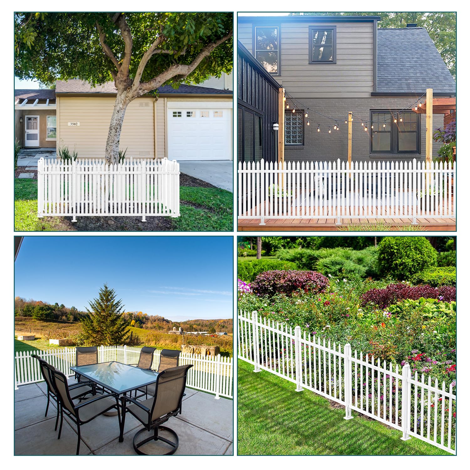Fence Panel Set Prefab Vinyl Garden Fencing 48
