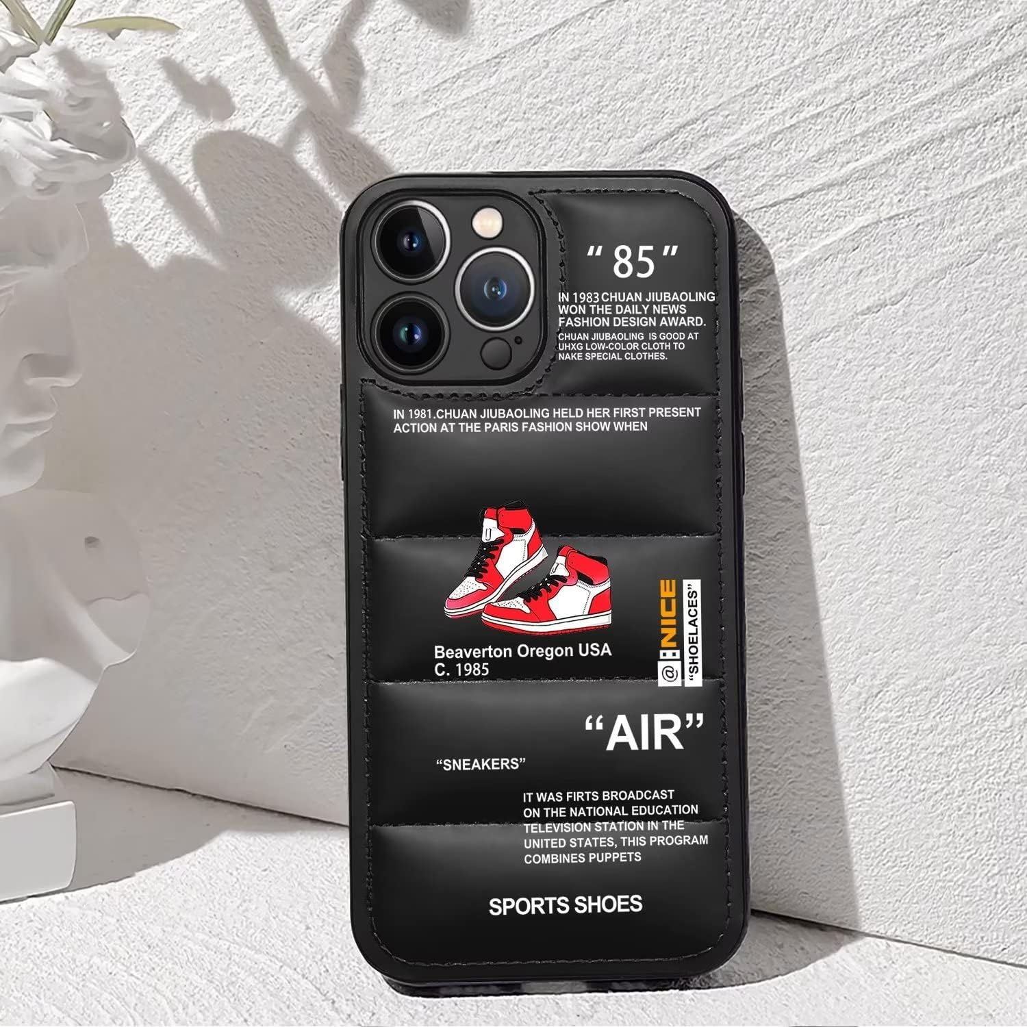 for iPhone 17 Pro Max Case,Cool Sports Shoes Brand Phone Puffer Case Puffy Cove, Cool Red Sneakers ins White or Black Label Pattern Soft Cover-Ultra Thin Soft Silicone Shockproof Cover for iPhone - Image 8