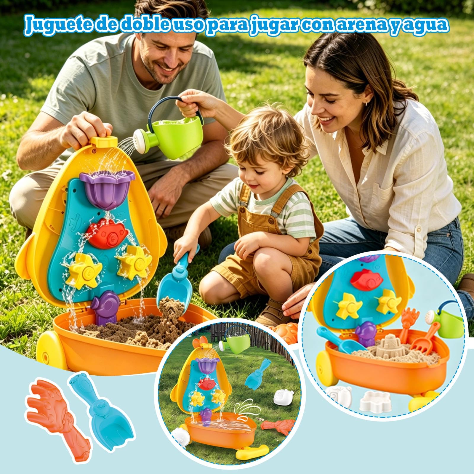 Maleta Pato de Arrastre Juguete Arena Agua para 3 4 5 6 7 8, 6 Piezas con Rueda, Juguetes Playa, Palas Playa, Mesa Agua Niños, Water Table Kids, Regalo 3–8 Niños Niñas
