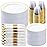 BESTVIP 525PCS Gold Plastic Dinnerware Set for 75 Guests, Disposable Plates for Party, Include: 150 Plastic Plates, 75 Pre Rolled Napkins with Gold Silverware, 75 Cups for Christmas, Halloween
