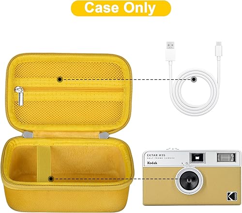 Miniatura 2 de Canboc Funda de viaje para KODAK EKTAR H35H35N M35F9M38 de medio fotograma, bolsa de cámara de punto y disparo, bolsillo de malla con cremallera