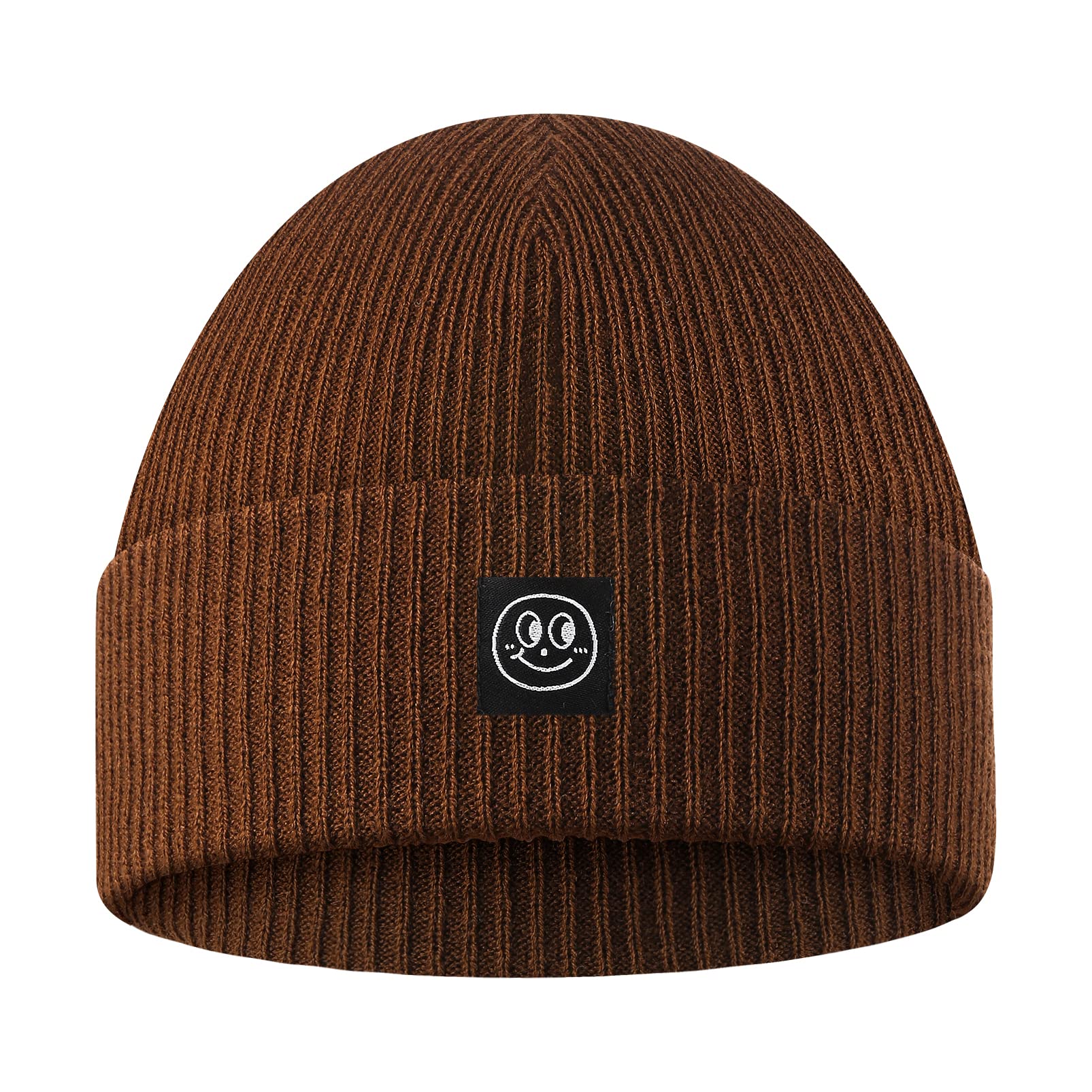 PCIQUTEMens Beanie Hat with Smile Winter Beanie Hat,Unisex Knit Soft Warm Cuffed Beanie Hat