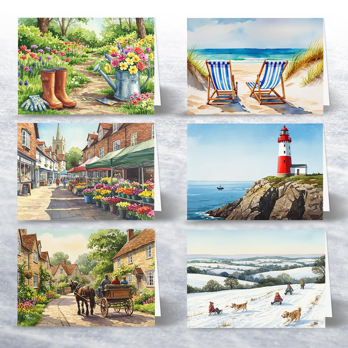 24 x British Scenic Watercolour Landscapes Greeting Cards - A great value Multipack, Eco Friendly and Designed and Printed in the UK - Image 3