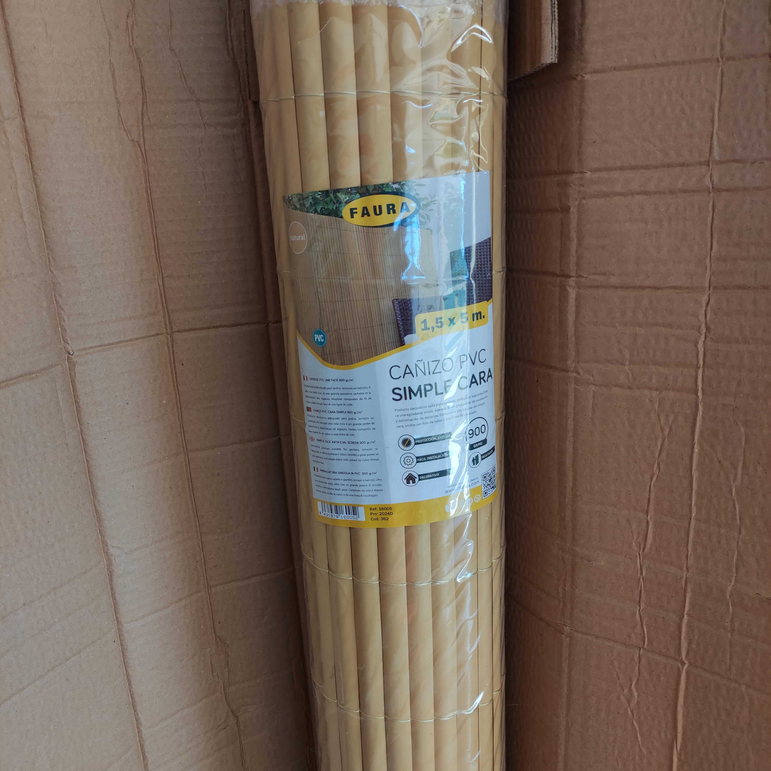 Suinga Cañizo PVC | Cañizo Ocultación PVC Simple Cara | Valla Privacidad Pantalla | Valla Decoración Exterior UV (Beige, 1,5x5 m)