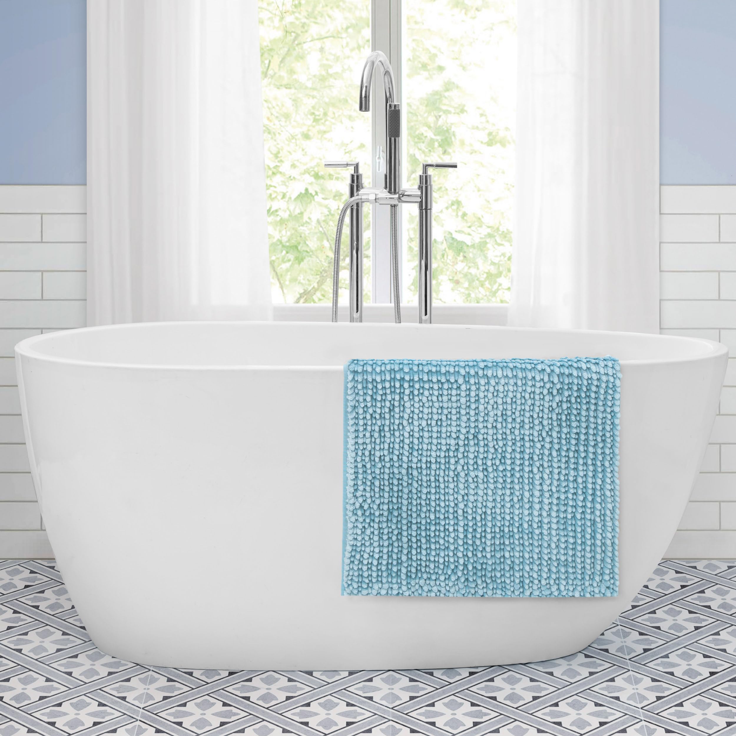Laura Ashley Butter Rug | Tappetino da bagno in morbida ciniglia, decorazione per il bagno, assorbente e lavabile in lavatrice, 43,2 x 61 cm e 50,8 x 86,4 cm, verde acqua