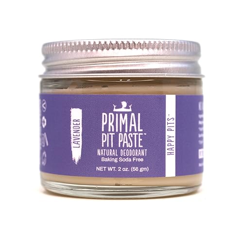 Primal Pit Paste Desodorante natural sin aluminio, sin bicarbonato de sodio, lavanda (paquete de 1)  Respetuoso con la piel sensible, control eficaz