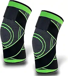 Kit 2 Joelheiras Ortopédicas De Compressão Ajustável Elástica Para Dores Articulação E Proteção Esportes