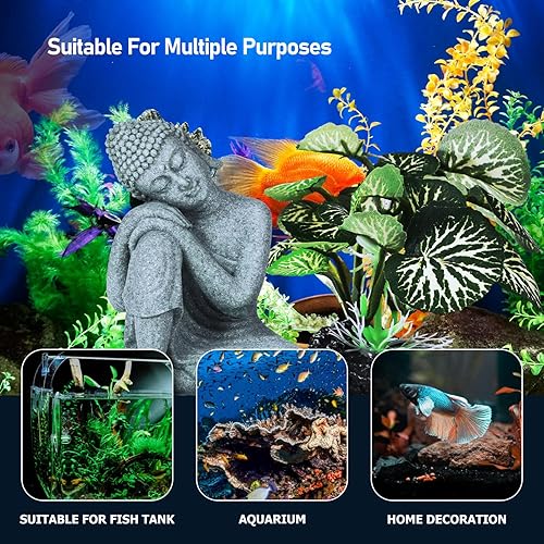Miniatura 8 de Buda para pecera, 1 juego de decoraciones de acuario para pecera, diseño de hojas acuáticas, decoración de Buda para el hogar