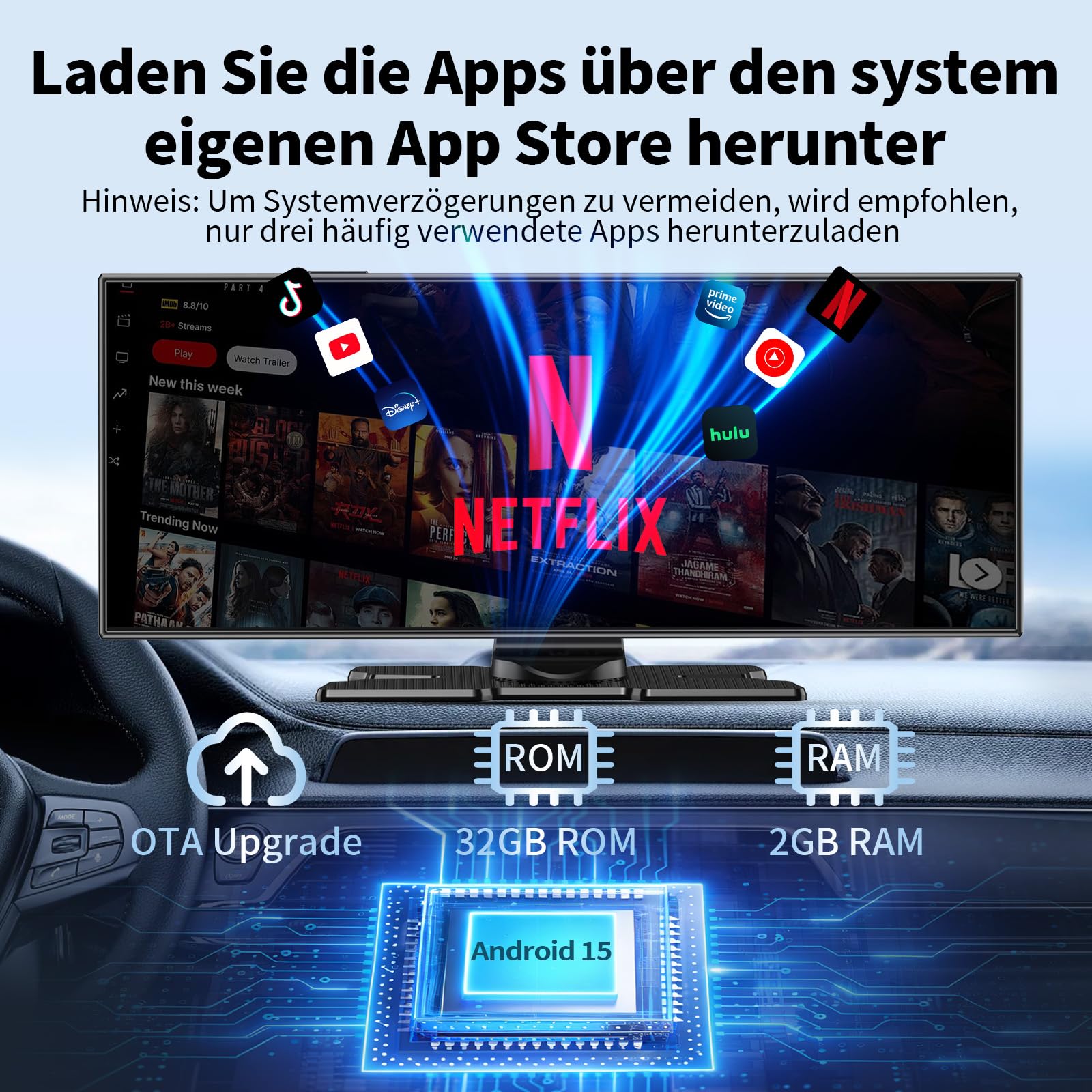 2026 Neuestes 11,5 Zoll für Apple Carplay Display Android Auto Display: Car Play mit GPS Navigation OTA-Updates Net-Flix YouTube Rückfahrkamera Bluetooth 5.0 Sprachsteuerung IPS Touchscreen AUX FM