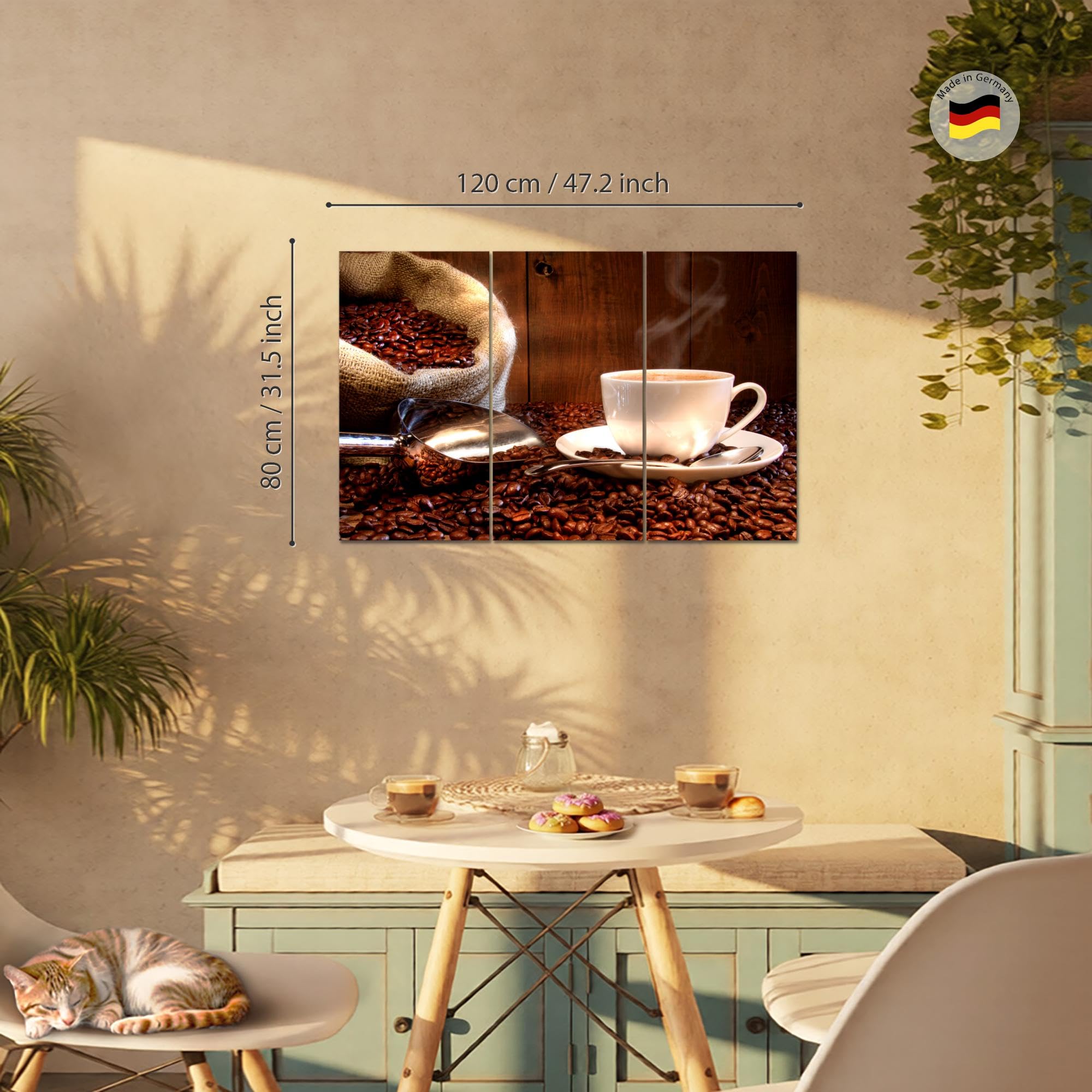 Runa Art Café Cuisine Peinture Tableau Salon XXL Marron Salle À Manger 120 x 80 cm 3 Parties Decoration Murale 501831b