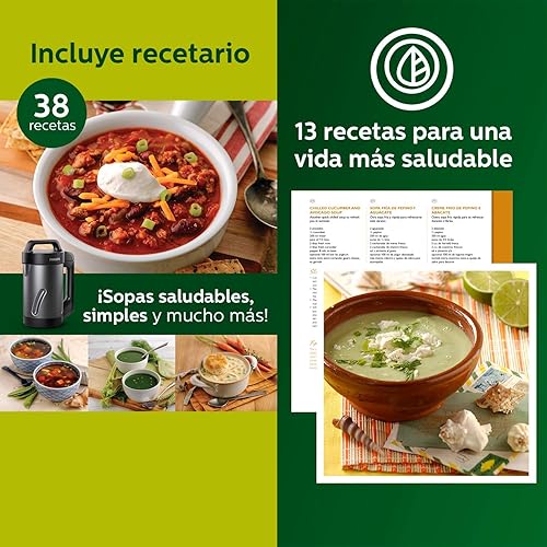 Miniatura 8 de Philips Kitchen HR2204/70 Viva Collection - Máquina para hacer sopas, 1.2 L/5 tazas, color negro y acero inoxidable