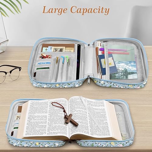 Miniatura 67 de FINPAC Funda para la Biblia, funda de transporte para libros, bolsa protectora para la Biblia con asa y bolsillo con cremallera, regalo para madre