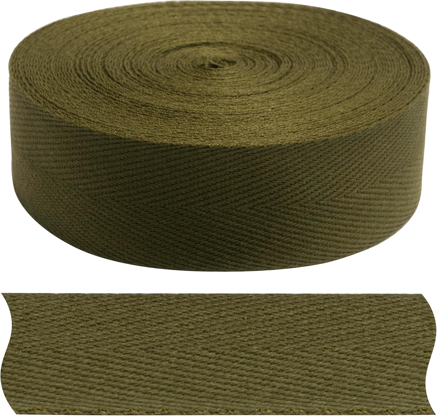 AERZETIX - C77635 - Herringbone twill tape 9 m x 25 mm - in 80% cotton and 20% polyester - khaki