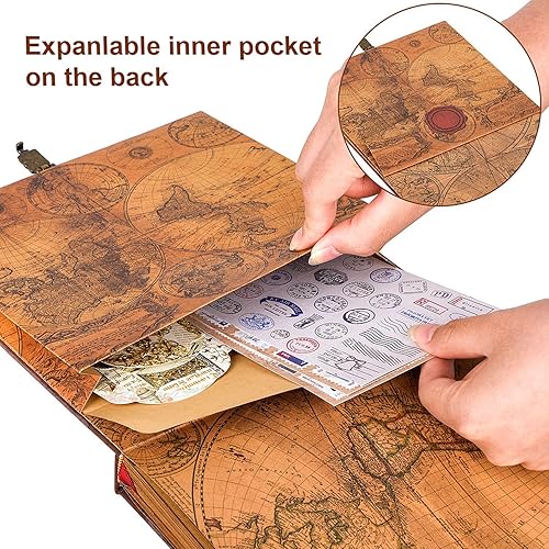 Miniatura 4 de JIMBON Our Adventure Book - Álbum de fotos de álbum de recortes estilo retro tapa de letras en relieve diario de viaje libro de recortes para