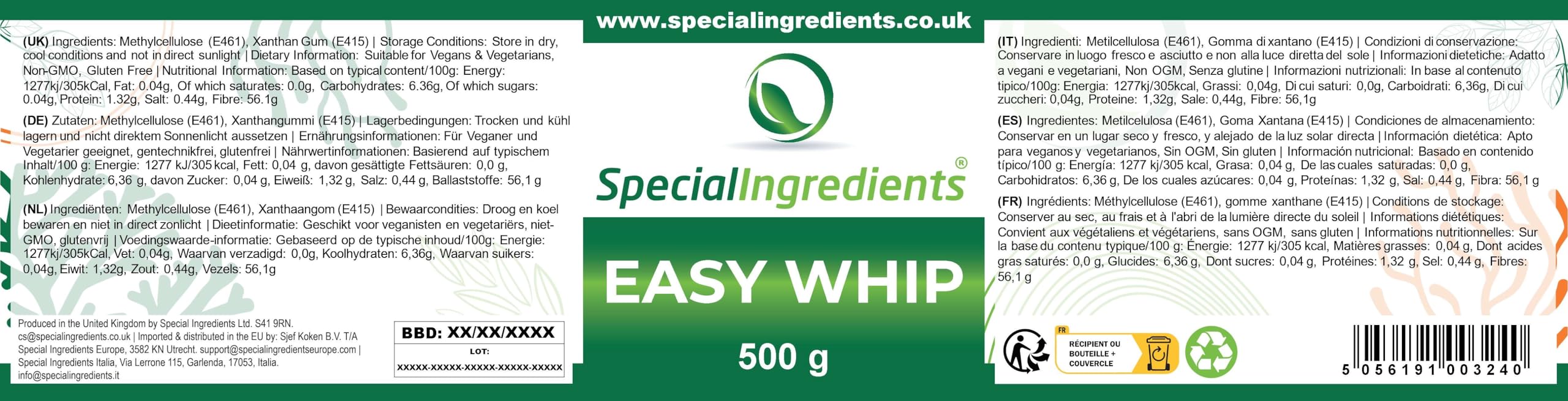 Special Ingredients Easy Whip, Schaumstabilisator, 500 g