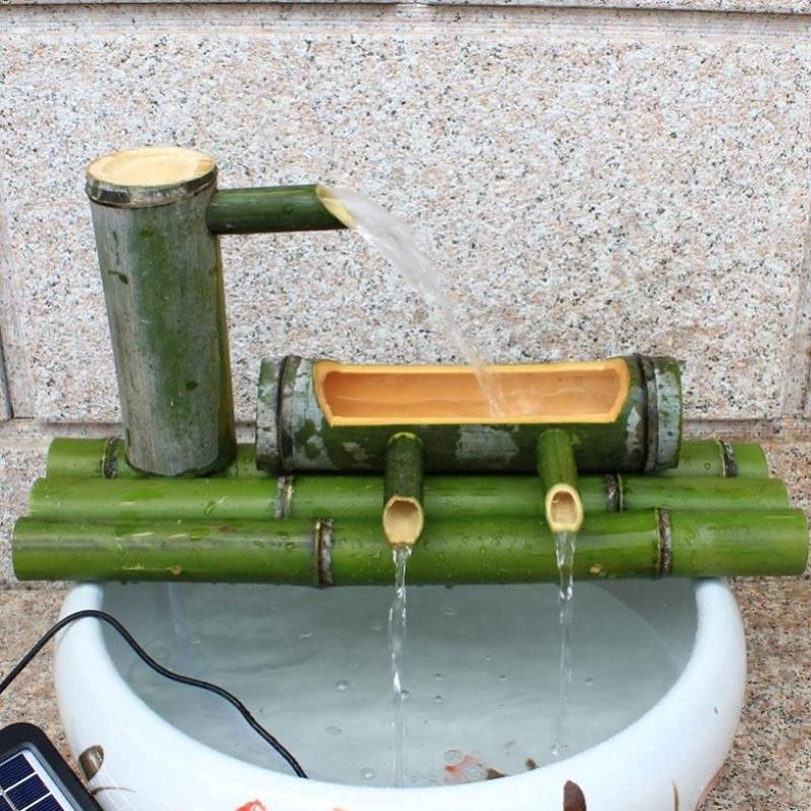 Amazon.co.jp: ソーラー噴水、竹製噴水装飾、屋外噴水竹製水機能
