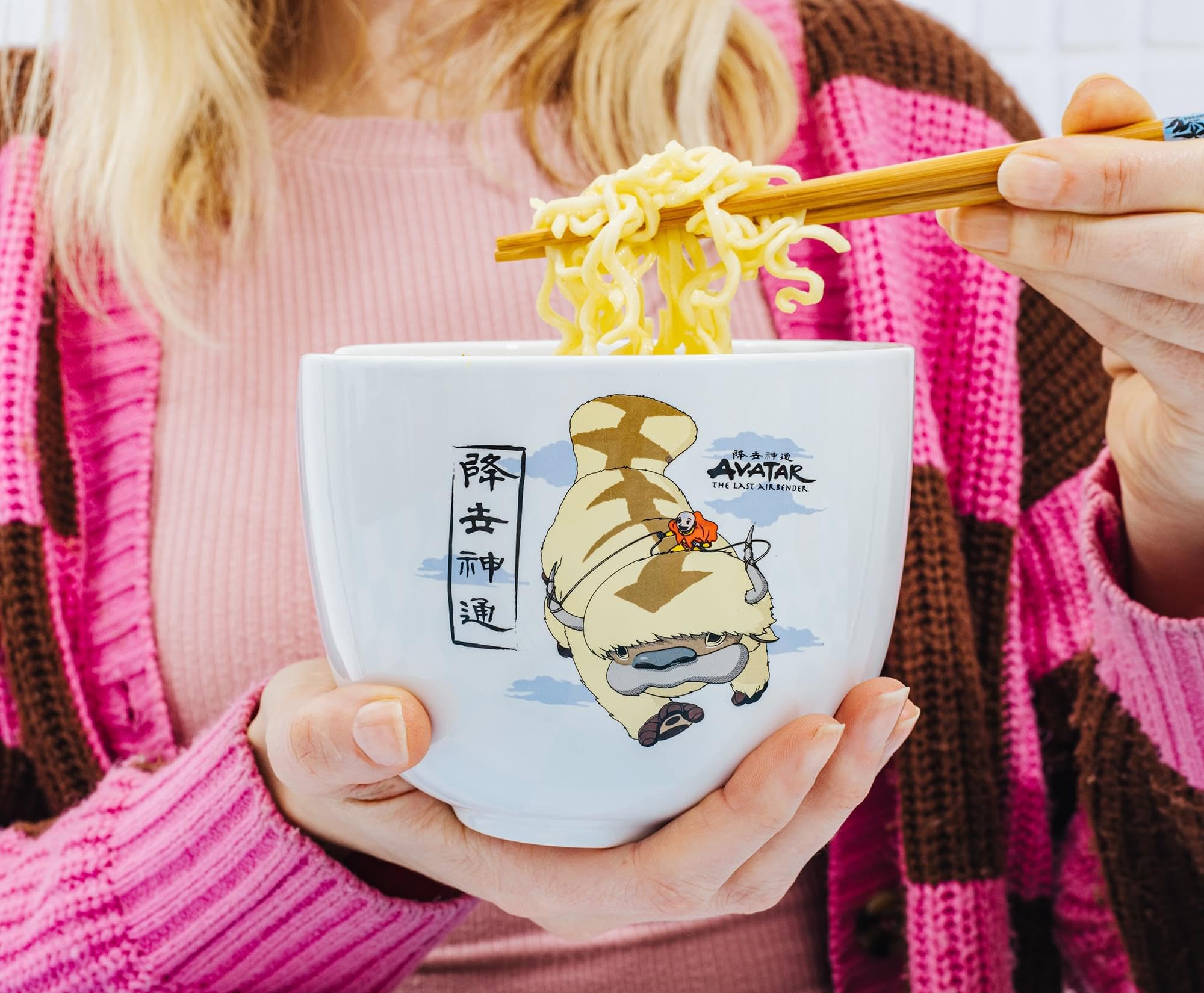 Avatar: The Last Airbender Aang and Appa Ramen-Geschirr-Set, Keramik, inkl. Nudelschale und Essstäbchen aus Holz, 590 ml